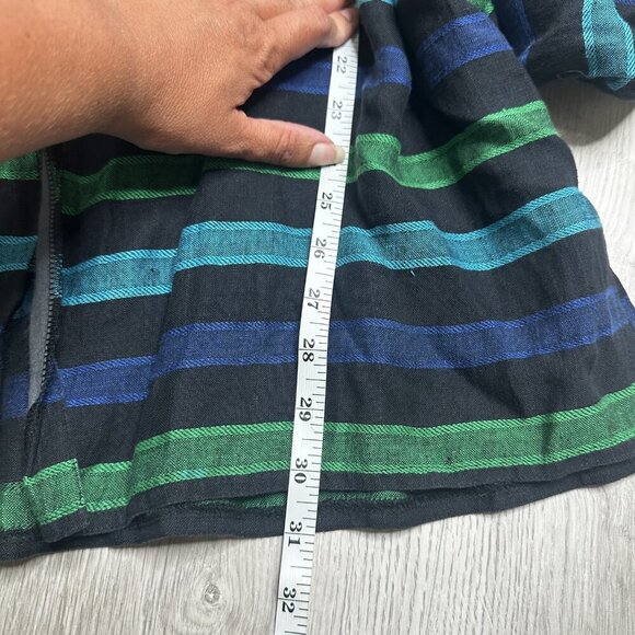 Jaeger Shirt Womens 14 Large Linen Long Sleeve Striped Button Up Vintage Style - Picture 10 of 11